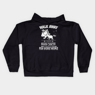 funny brain cancer grumpy unicorn warrior Kids Hoodie